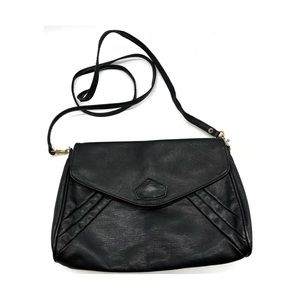Vintage Pamela Leather Envelope Shoulder Bag Black Detachable Shoulder Straps